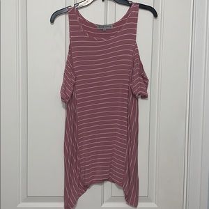 Cold Shoulder Top Pink and White